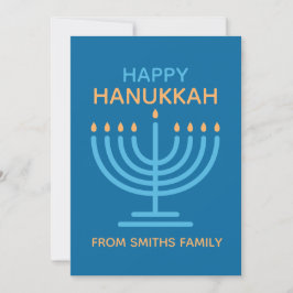 Happy Hanukkah Minimalist Blue Family Photo シーズンカード