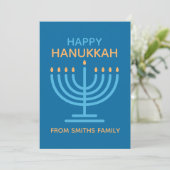 Happy Hanukkah Minimalist Blue Family Photo シーズンカード (スタンド正面)