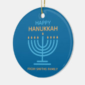 Happy Hanukkah Minimalist Blue Family Photo セラミックオーナメント (左)
