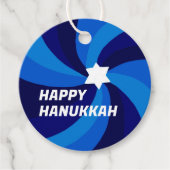 HAPPY HANUKKAH Modern Swirl Star of David Custom フェイバータグ (正面)