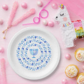 Happy Hanukkah Party Beautiful Blue Decoration ペーパープレート (パーティー)