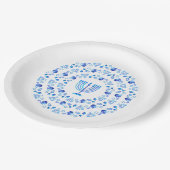 Happy Hanukkah Party Beautiful Blue Decoration ペーパープレート (アングル)