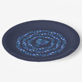 Happy Hanukkah Party Beautiful Blue Decoration ペーパープレート (アングル)