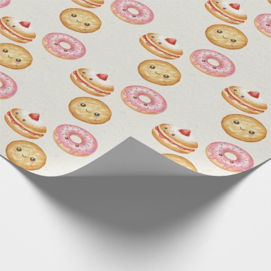 Happy Hanukkah Pattern - Cute Donuts ラッピングペーパー (角)