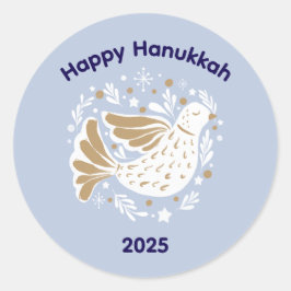 Happy Hanukkah Peace Dove 2025 Sticker ラウンドシール