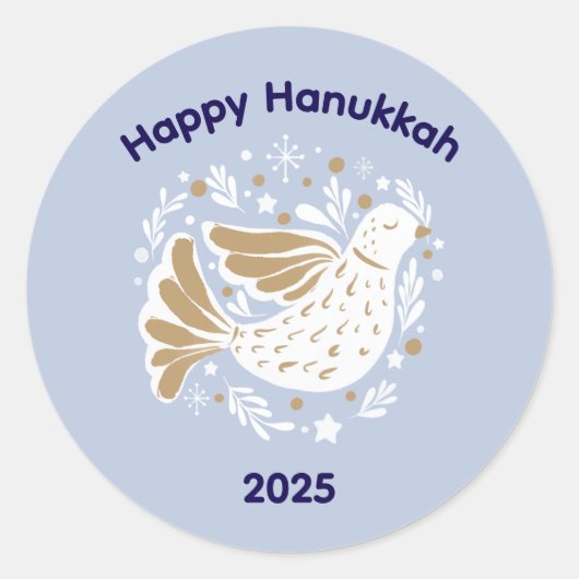 Happy Hanukkah Peace Dove 2025 Sticker ラウンドシール (正面)