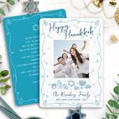Happy Hanukkah Photo Hand Drawn Doodles Your Note シーズンカード