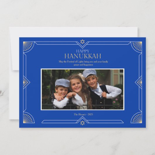 Happy Hanukkah Photo Holiday Card シーズンカード (正面)