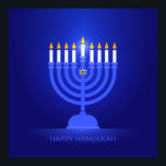 Happy Hanukkah Poster ポスター<br><div class="desc">Happy Hanukkah with menorah and candles poster</div>