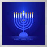 Happy Hanukkah Poster ポスター<br><div class="desc">Happy Hanukkah with menorah and candles poster</div>