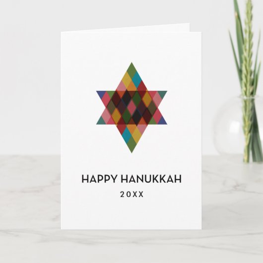 Happy Hanukkah Rainbow Star of David Non Photo シーズンカード (正面)