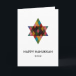 Happy Hanukkah Rainbow Star of David Non Photo シーズンカード<br><div class="desc">ダビデのこの色の星と友達や家族の「ハッピーハヌカー」を望むお洒落こ数々のと。年は編集可能な内部の文字。クリックカスタマイズは、フォントの変更、文字の移動、色の変更、サイズ変更を行う</div>