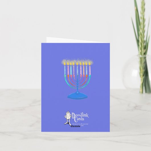 Happy Hanukkah Reindeer with Sign 4.25x5 カード (裏面)