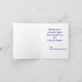 Happy Hanukkah Reindeer with Sign 4.25x5 カード (内部)