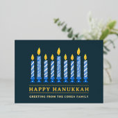 Happy Hanukkah | Simple Elegant Candle Greeting  箔シーズンカード (立ち正面)