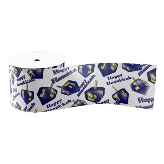 Happy Hanukkah Spinning Dreidel グログランリボン (リール)
