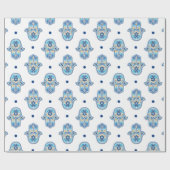 Happy Hanukkah Star of David Hamsaハンドホワイトブルー ラッピングペーパー (フラット)