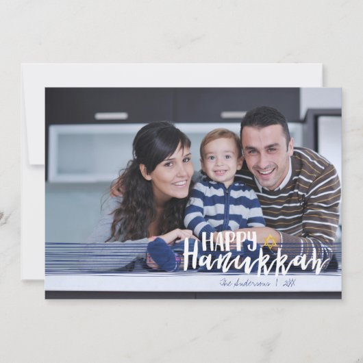 Happy Hanukkah Star of David Holiday Photo Card シーズンカード (正面)