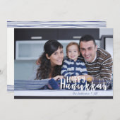 Happy Hanukkah Star of David Holiday Photo Card シーズンカード (正面/裏面)
