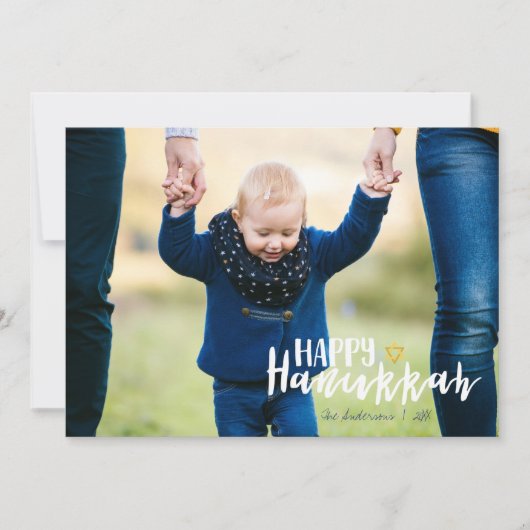 Happy Hanukkah Star of David Holiday Photo Card シーズンカード (正面)