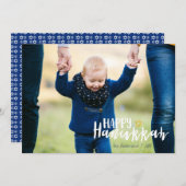 Happy Hanukkah Star of David Holiday Photo Card シーズンカード (正面/裏面)