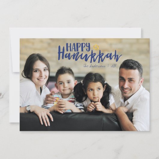 Happy Hanukkah Star of David Holiday Photo Card シーズンカード (正面)