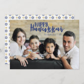 Happy Hanukkah Star of David Holiday Photo Card シーズンカード (正面/裏面)