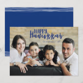 Happy Hanukkah Star of David Holiday Photo Card シーズンカード (正面/裏面)
