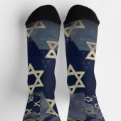 Happy Hanukkah Star of David menorah Dreidel Slipp ソックス (上部)