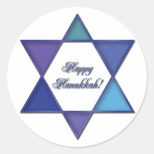 Happy Hanukkah Star of David Sticker ラウンドシール (正面)