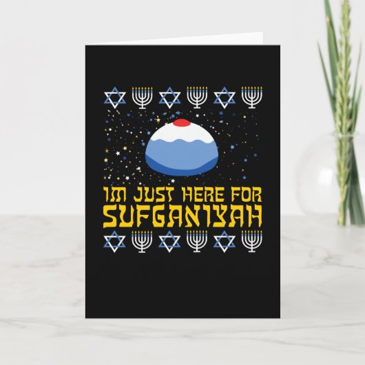 Happy Hanukkah Sufganiyah Jewish Funny Holiday カード (正面)