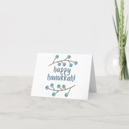 Happy Hanukkah with Berries Greeting Card サンキューカード