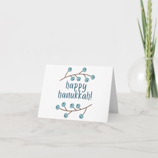 Happy Hanukkah with Berries Greeting Card サンキューカード (正面)