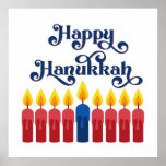 Happy Hanukkah  with Candles ポスター<br><div class="desc">"Happy Hanukkah" with colorful candles.
A beautiful way to decorate your home for the celebrations.
#Jewish #Hanukkah #HappyHanukkah #FestivalOfLights #Hebrew</div>