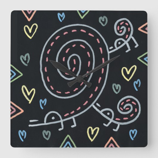 Happy Happy Birds スクエア壁時計 (正面)