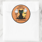 Happy Harting Black Catハロウィーンステッカー ラウンドシール (バッグ)