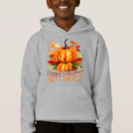 "Happy Harvest" 水彩カボチャと紅葉
