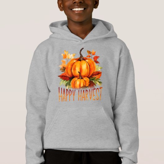 "Happy Harvest" 水彩カボチャと紅葉 (正面)