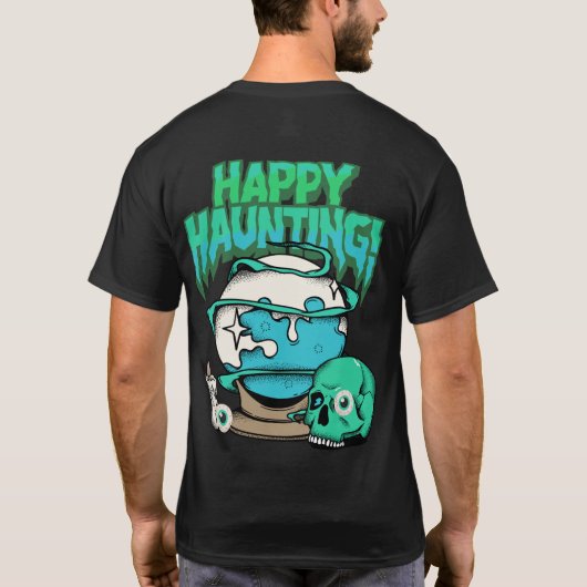"Happy Haunting" Halloween T-Shirt – Fun & Spooky  Tシャツ (裏面)