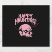 Happy Haunting Pink Skull Wine Bottle Label ビールラベル (シングルラベル)