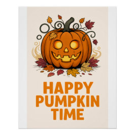 Happy Hauting - Halloween Pumpkin Poster 📝 Opis ポスター