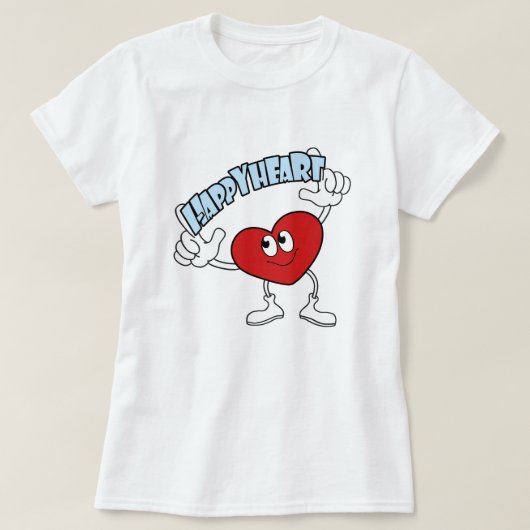 Happy Heart T-shirt – Cute Cartoon Love Design Tシャツ (デザイン正面)