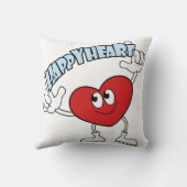 Happy Heart Throw Pillow – Cute Cartoon Design クッション (裏面)