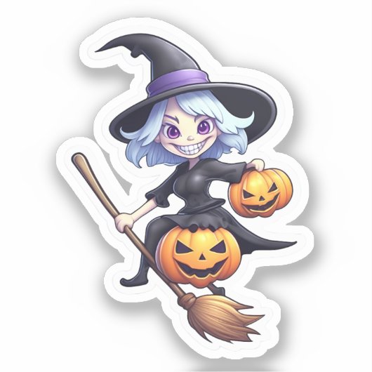 Happy Hexing：エンチャントへのスマイルを持つ魔女 シール (正面)