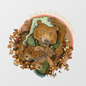 Happy Hibernation Cuddly Bearウィンドウにしがみつく ウィンドウサイン (シート)