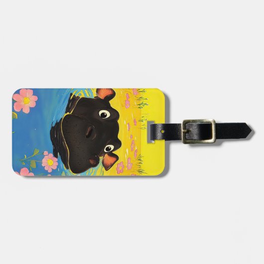 Happy Hippo in Blooming Pond ラゲッジタグ (正面横)