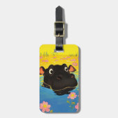 Happy Hippo in Blooming Pond ラゲッジタグ (正面縦)