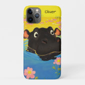 Happy Hippo in Blooming Pond Case-Mate iPhoneケース (裏)