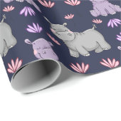 Happy Hippos and Flowers ラッピングペーパー (ロールコーナー)