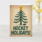 Happy Hockey Holidays カード (黄色い花)